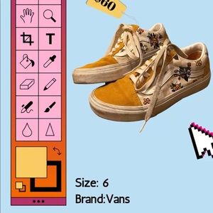 Bee and flower detail yellow vans